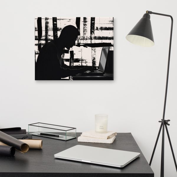 Modern Home Office Canvas Art – Minimalist Black & White Decor - Image 2
