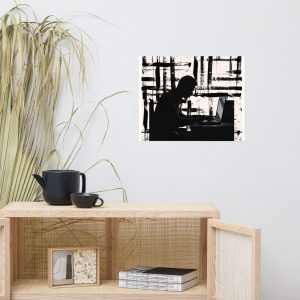 Modern Home Office Poster – Minimalist Black & White Art