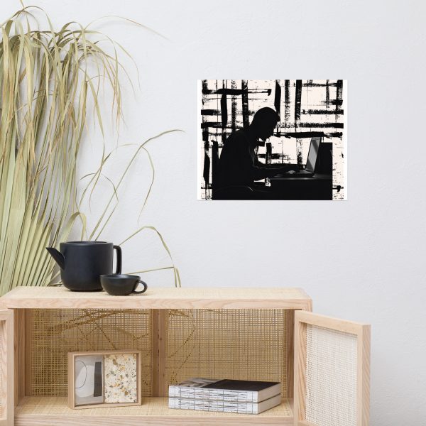 Modern Home Office Poster – Minimalist Black & White Art